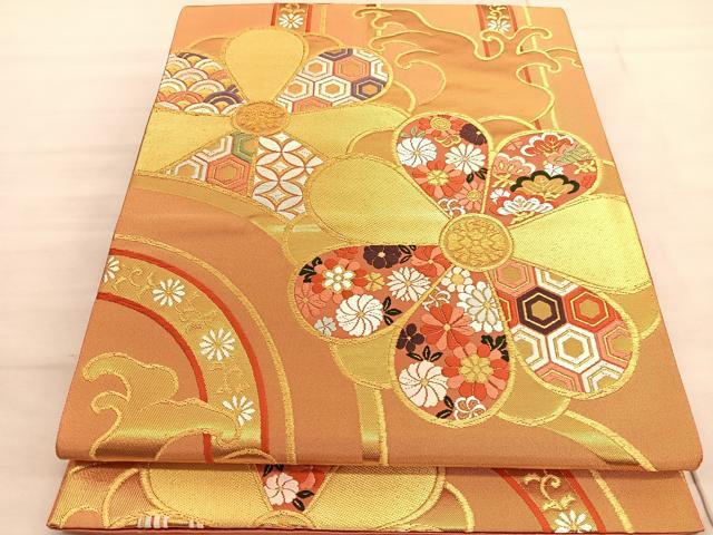平和屋着物◎西陣 六通柄袋帯 唐織 梅枝垂れ 金糸 正絹 逸品 BAAV5087hv