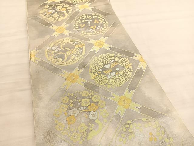 平和屋着物◎六通柄袋帯 菱天井花丸文 金銀糸 正絹 逸品 BAAV5096hv
