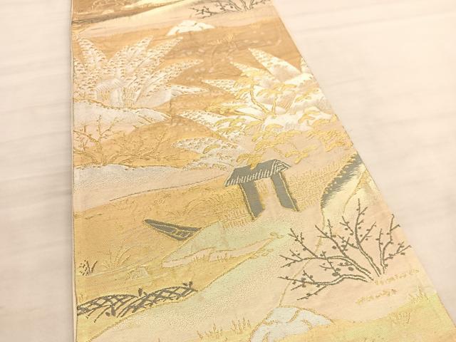 平和屋着物◎六通柄袋帯 浜松文 金銀糸 正絹 逸品 BAAV5107hv
