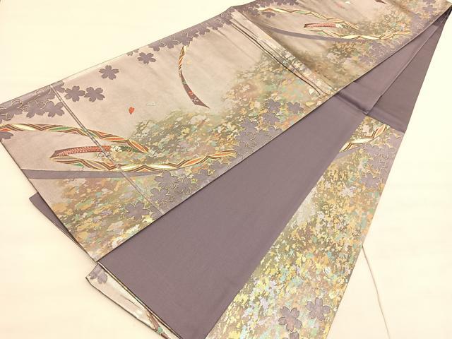 平和屋着物◎六通柄袋帯 唐織 鬘帯七宝花文 京全鏤箔 正絹 逸品 BAAV5128hv