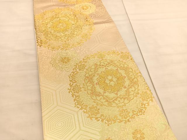 平和屋着物◎六通柄袋帯 正倉院花文 金糸 正絹 逸品 BAAV5267hv