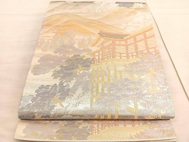 平和屋着物◎六通柄袋帯 清水寺 プラチナ二重箔 正絹 逸品 BAAV5288hv