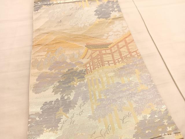 平和屋着物◎六通柄袋帯 清水寺 プラチナ二重箔 正絹 逸品 BAAV5288hv