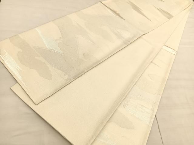 平和屋着物◎六通柄袋帯 雲取り渡橋文 銀糸 正絹 逸品 BAAV5321hv