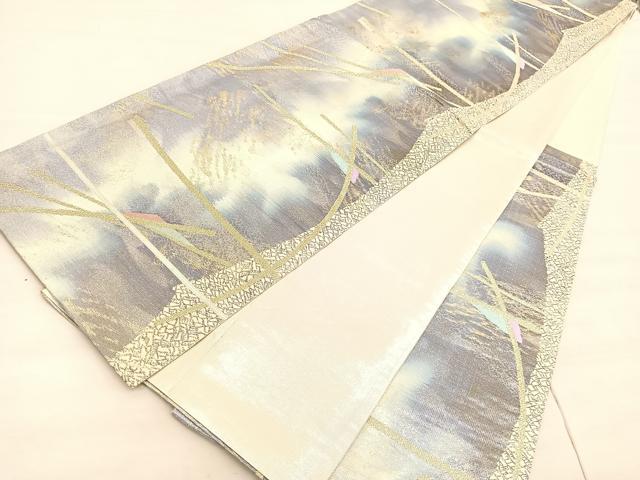平和屋着物◎佐賀錦 六通柄袋帯 幾何学文様 金銀糸 正絹 逸品 BAAV5322hv