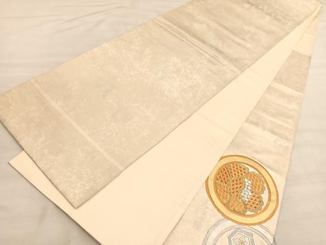 平和屋着物◎太鼓柄袋帯 駒刺繍 束ね熨斗花丸文 金銀糸 引箔 正絹 逸品 BAAV5323hv