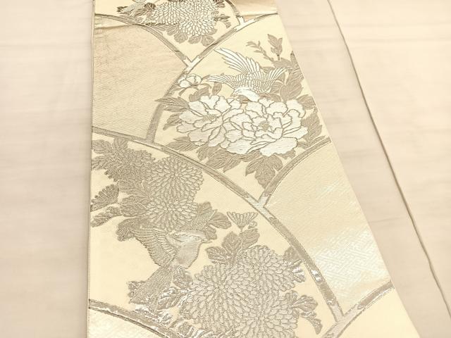 平和屋着物◎六通柄袋帯 花鳥文 純プラチナ二重箔 正絹 逸品 BAAV5339hv