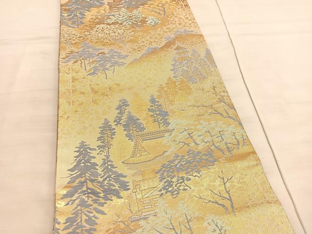 平和屋着物◎六通柄袋帯 唐織 京名所風景文 金糸 正絹 逸品 BAAV5340hv
