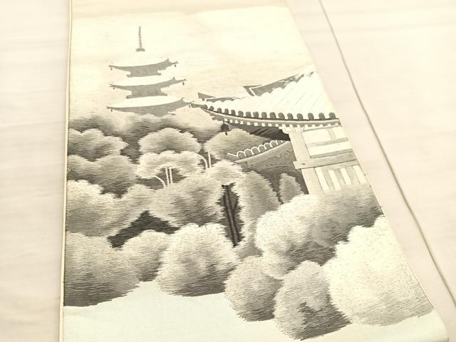 平和屋着物▼太鼓柄袋帯 作家物 総刺繍 東寺 引箔 正絹 逸品 BAAV5347hv