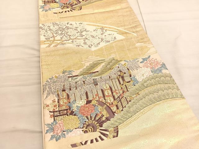 平和屋着物◎六通柄袋帯 唐織 古都祭礼文 金糸 正絹 逸品 BAAV5505hv