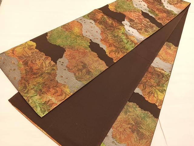 平和屋着物◎西陣 六通柄袋帯 更紗花文 金銀糸 正絹 逸品 BAAV5515hv