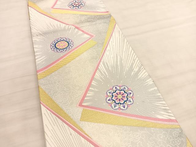 平和屋着物◎六通柄袋帯 唐織 宝相華色紙重ね文 金銀糸 正絹 逸品 未使用 BAAV5585hv