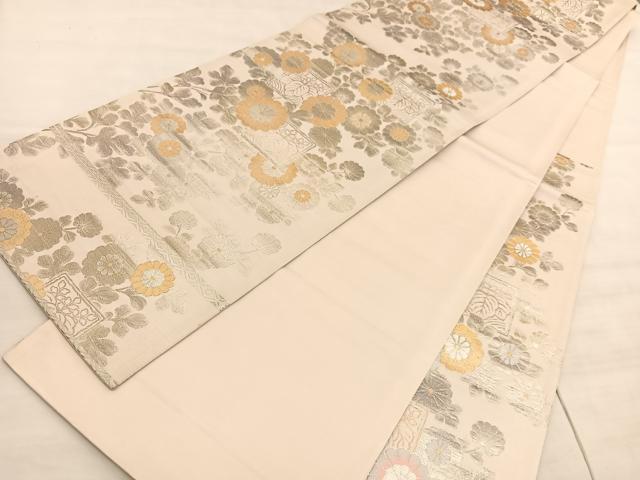 平和屋着物◎六通柄袋帯 唐織 秋草菊華錦 金銀糸 正絹 逸品 BAAV5590hv