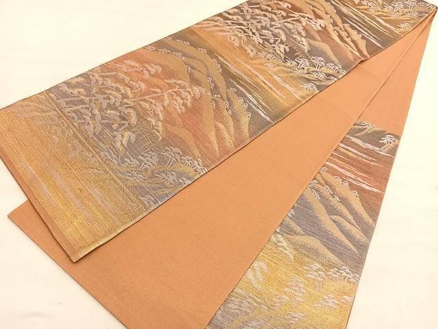 平和屋着物◎六通柄袋帯 遠山浜松文 金銀糸 正絹 逸品 BAAV5616hv
