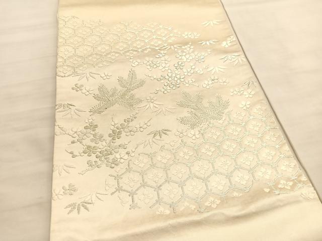 平和屋着物◎西陣 太鼓柄袋帯 唐織 松竹梅 銀糸 正絹 逸品 BAAV5647hv