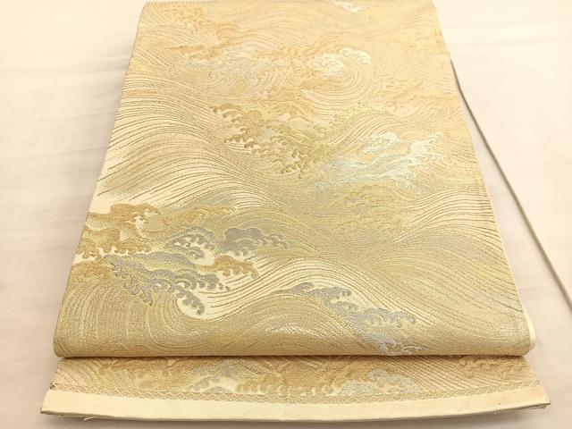 平和屋着物◎六通柄袋帯 立波文 金銀糸 正絹 逸品 BAAV5649hv
