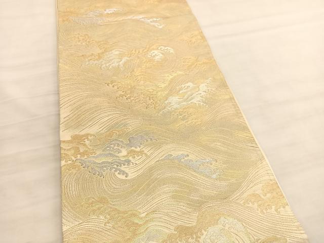 平和屋着物◎六通柄袋帯 立波文 金銀糸 正絹 逸品 BAAV5649hv
