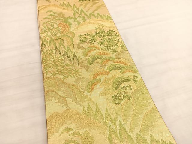 平和屋着物◎佐賀錦 六通柄袋帯 唐織 風景文 金糸 正絹 逸品 BAAV5713hv