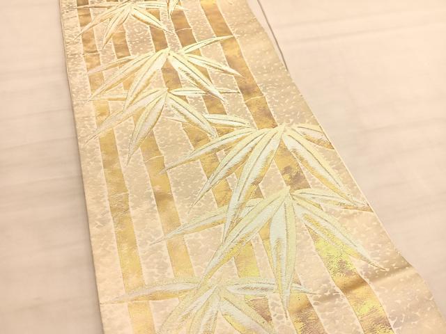 平和屋着物◎六通柄袋帯 笹竹文 金銀糸 正絹 逸品 BAAV5735hv