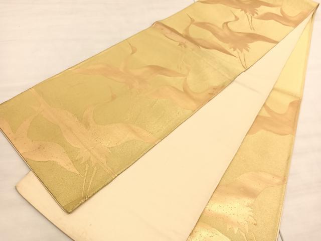 平和屋着物◎六通柄袋帯 飛鶴文 金糸 正絹 逸品 BAAV5750hv