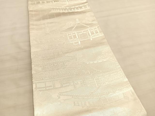 平和屋着物◎六通柄袋帯 名所風景文 銀糸 正絹 逸品 未使用 BAAV5793hv