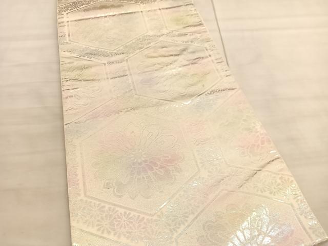平和屋着物◎六通柄袋帯 菊華亀甲紋 銀糸 やまとオリジナル 正絹 逸品 BAAV5813hv