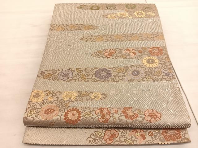 平和屋着物◎六通柄袋帯 唐織 エ霞花唐草文 金糸 正絹 逸品 BAAV5920hv