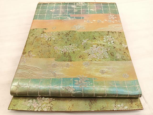 平和屋着物◎六通柄袋帯 みかげ錦 花鳥文 金銀糸 引箔 正絹 逸品 BAAV5921hv