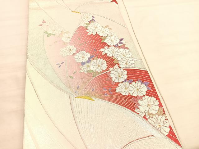平和屋着物◎六通柄袋帯 唐織 花蝶文 金銀糸 正絹 逸品 BAAV5939hv