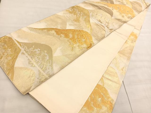 平和屋着物◎六通柄袋帯 重ね山文 金糸 正絹 逸品 BAAV5965hv