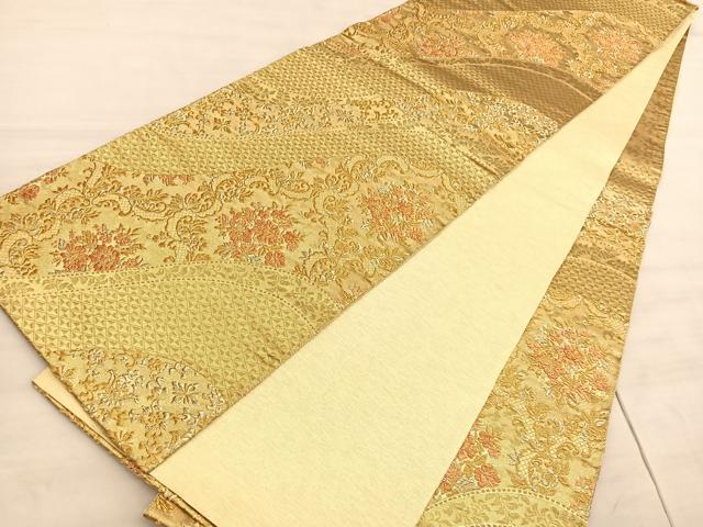 平和屋着物◎六通柄袋帯 花唐草文 金糸 正絹 逸品 BAAV5972hv