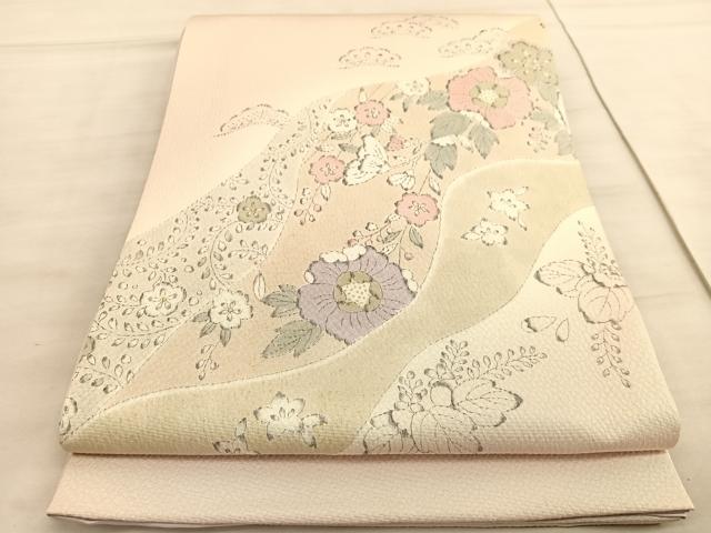 平和屋着物◎太鼓柄袋帯 辻が花 手描き 金彩 正絹 逸品 BAAV5974hv