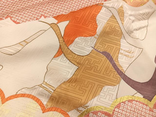 平和屋着物●豪華振袖 雲重ね飛鶴文 金彩 正絹 逸品 BAAV6036mz
