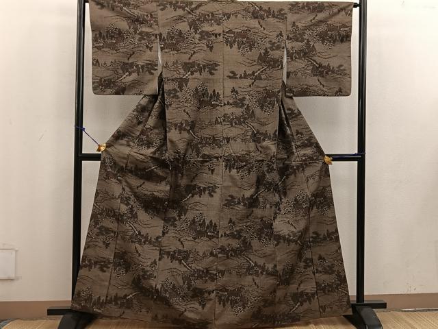 平和屋着物■上質な紬 風景文 正絹 逸品 BAAV6072mz
