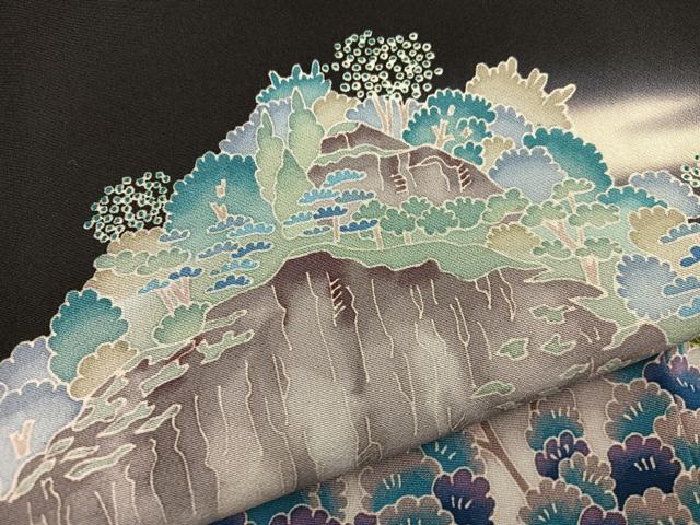 平和屋着物●本加賀友禅作家 前川哲 黒留袖 風景花文 暈し染め 正絹 逸品 BAAV6121mz