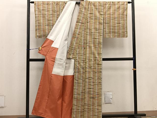 平和屋着物■上質な紬 幾何学文様 正絹 逸品 BAAV6294mz