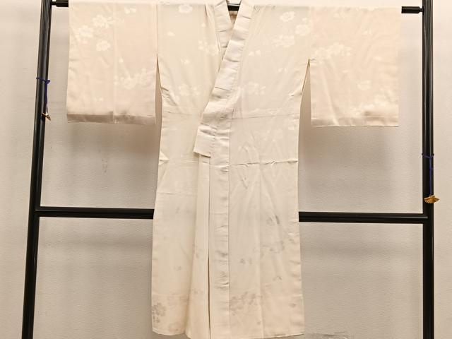 平和屋着物■長襦袢 無双仕立て 流水花地紋 白色 正絹 逸品 BAAV6325mz