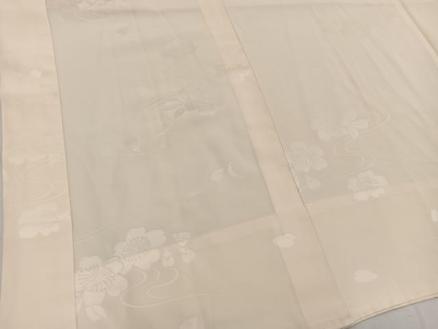 平和屋着物■長襦袢 無双仕立て 流水花地紋 白色 正絹 逸品 BAAV6325mz