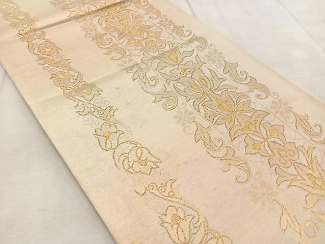 平和屋着物◎六通柄袋帯 更紗間道 金糸 正絹 逸品 BAAV6428yc