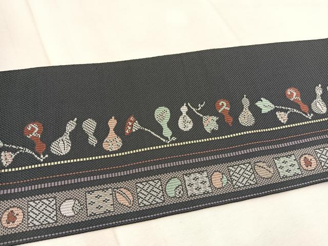 平和屋着物●本場筑前博多織 八寸名古屋帯 成り物 瓢箪 正絹 逸品 BAAV6455yc