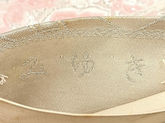 平和屋着物◎六通柄袋帯 唐織 みゆき 亀甲花文 銀糸 正絹 逸品 BAAV6456yc