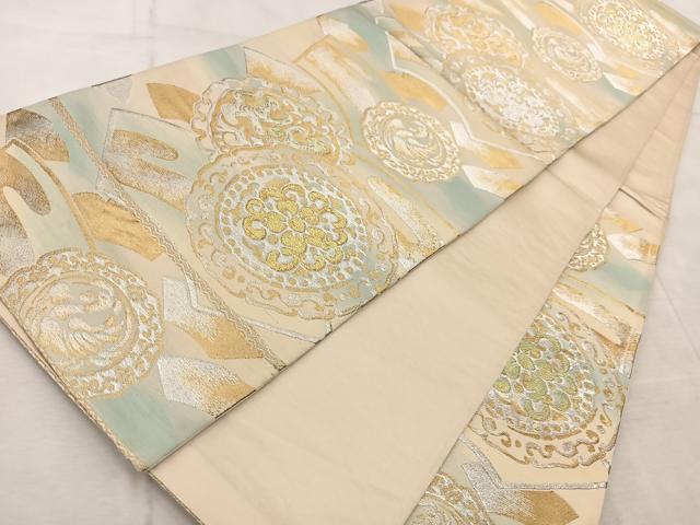 平和屋着物◎六通柄袋帯 花鳥丸文 金銀糸 正絹 逸品 BAAV6458yc