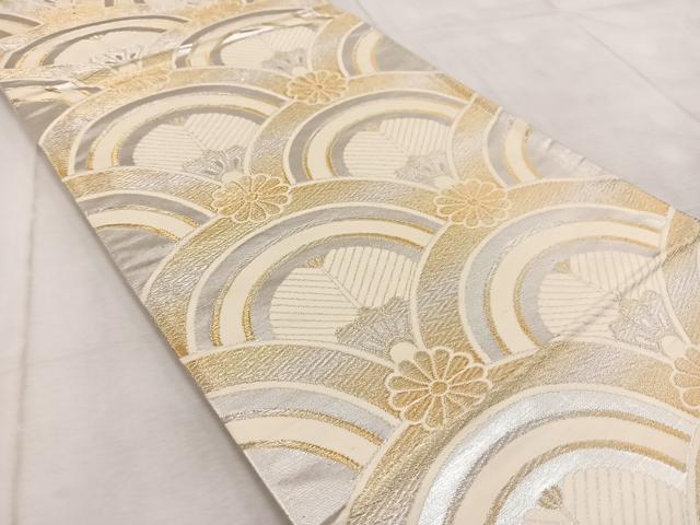平和屋着物◎六通柄袋帯 唐織 菊松青海波 金銀糸 正絹 逸品 BAAV6495yc