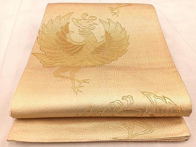 平和屋着物◎六通柄袋帯 鳳凰 金糸 正絹 逸品 BAAV6576yc