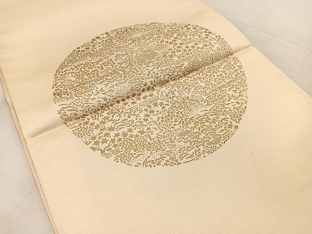 平和屋着物◎太鼓柄袋帯 作家物 花丸文 金彩 正絹 逸品 BAAV6593yc