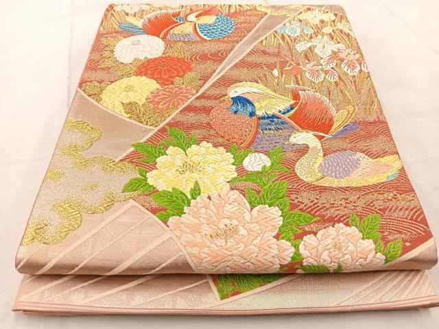 平和屋着物◎六通柄袋帯 唐織 錦繍慶長文 金銀糸 正絹 逸品 BAAV6595yc