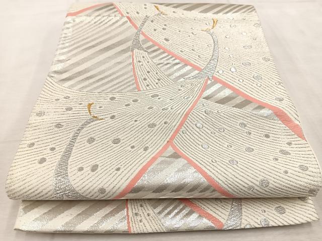 平和屋着物◎六通柄袋帯 唐織 孔雀 金銀糸 正絹 逸品 BAAV6598yc