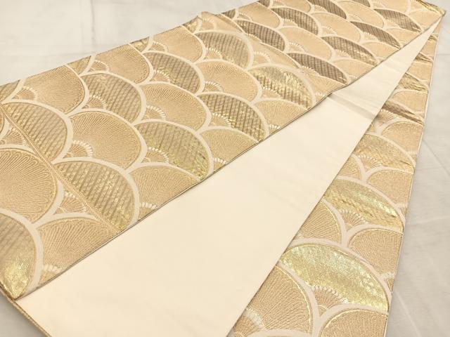 平和屋着物◎全通柄袋帯 青海菊花文 金糸 正絹 逸品 BAAV6601yc