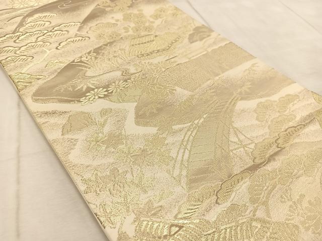 平和屋着物◎西陣 六通柄袋帯 寿扇 御所解文 金糸 正絹 逸品 BAAV6604yc