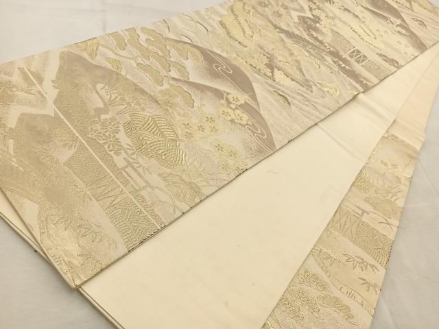 平和屋着物◎西陣 六通柄袋帯 寿扇 御所解文 金糸 正絹 逸品 BAAV6604yc